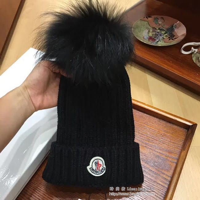 MONCIER蒙口 原單兔絨+羊絨配狐狸毛球百搭款帽子 情侶款 LLWJ8027